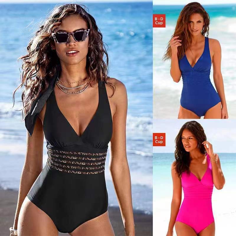 Swimsuit Bikini Ruched - Damski strój kąpielowy tankini, jednolity kolor,