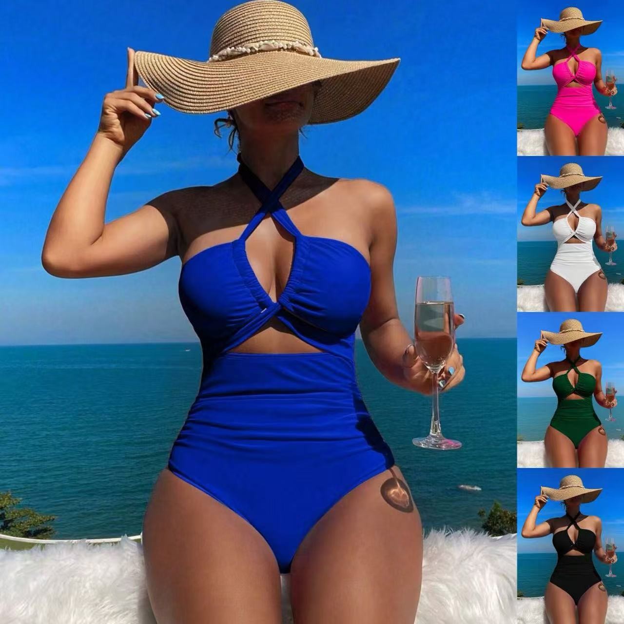 Swimsuit Bikini Ruched - Damski strój kąpielowy z wiązaniem na