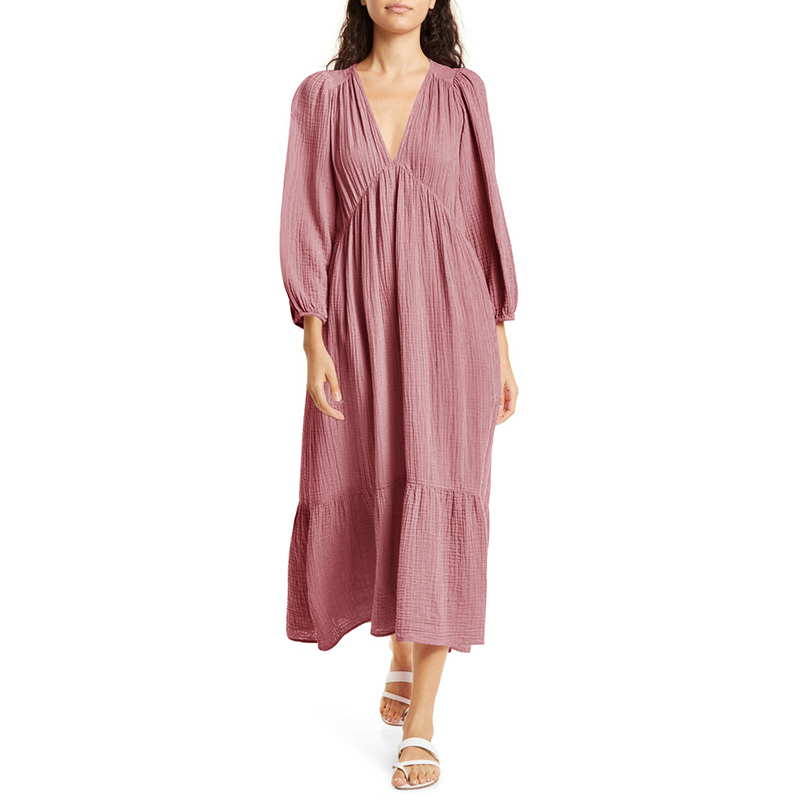 Linen Dress Wrap - Muślinowe 100% bawełniane sukienki z długim