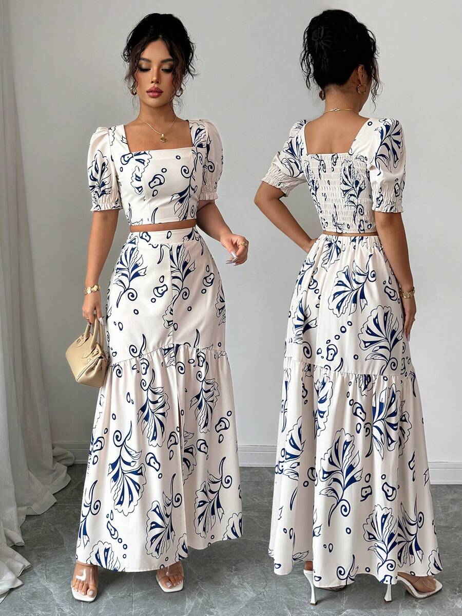 Romper Floral Print - Damski letni komplet dwuczęściowy 2026, seksowny