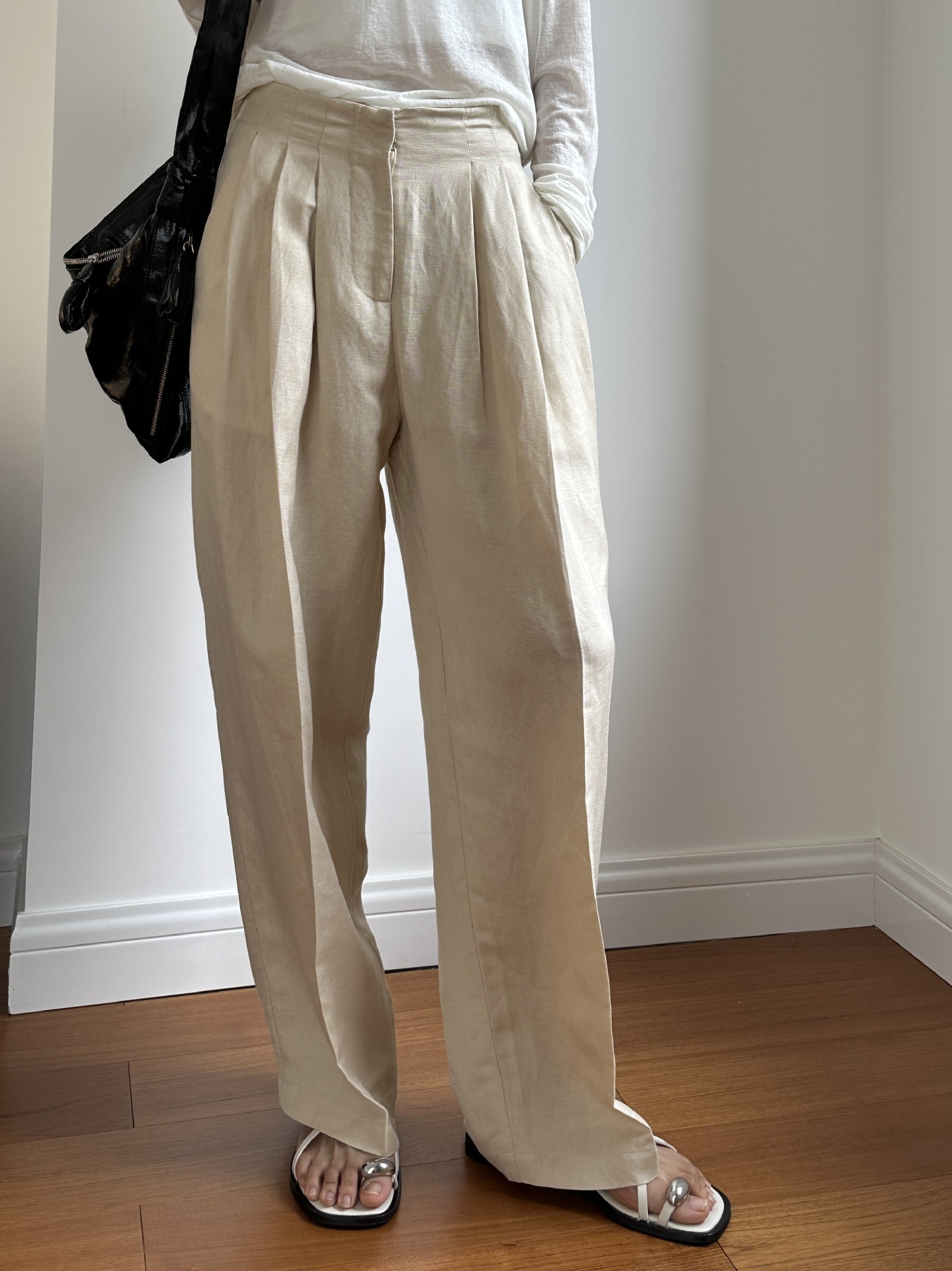 Linen Pant Wide - Luźne lniane spodnie z szerokimi nogawkami,