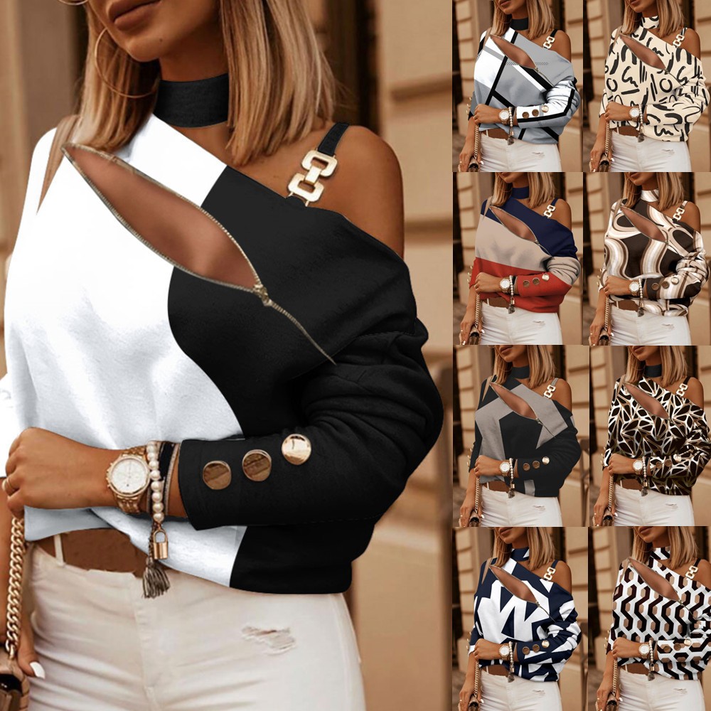Blouse Off Shoulder - Damska bluzka z odkrytymi ramionami, z