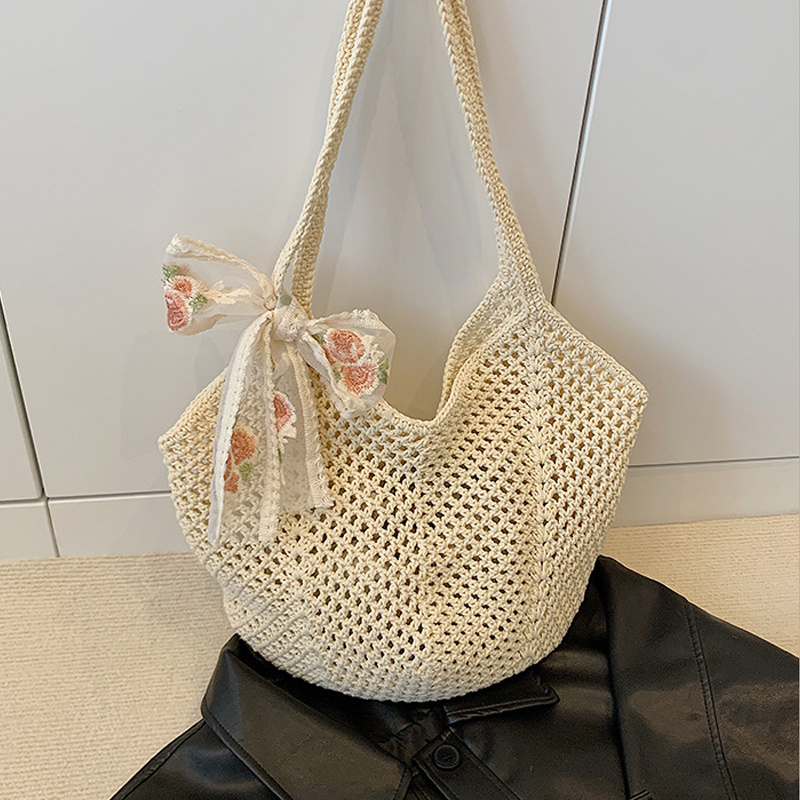 Crochet Bag Raffia - Letnie koronkowe torby typu tote z