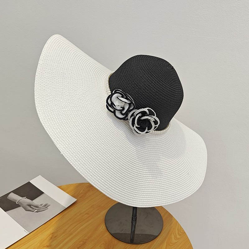 Hat Floppy Wide - Dwukolorowy kapelusz letni z szerokim rondem