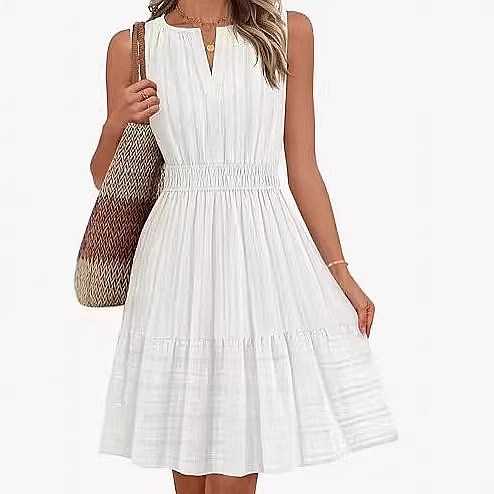 Linen Dress Wrap - Sukienka damska bez rękawów na wiosnę