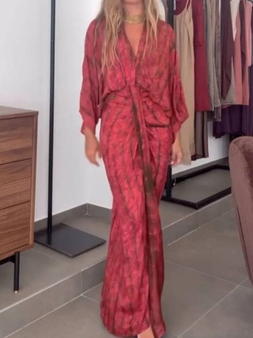 Linen Dress Wrap - Letnia Sukienka Damska Lniana Sukienka z