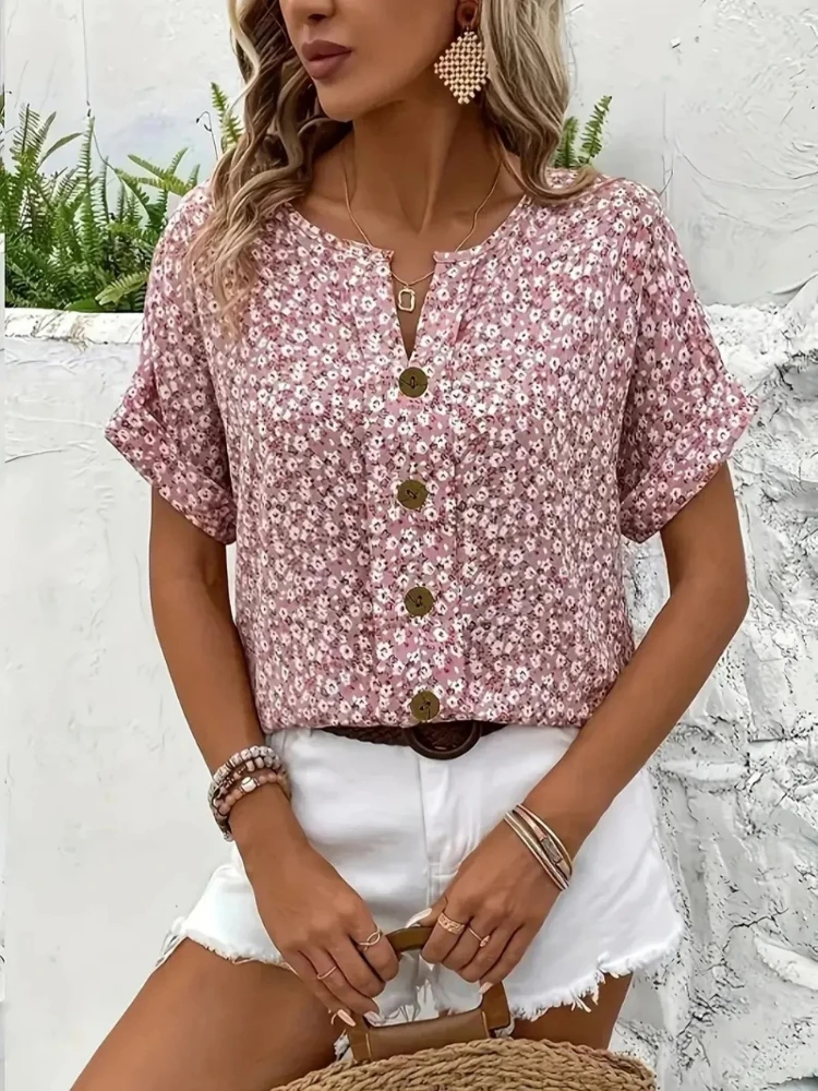 Romper Floral Print - Koszule damskie plus size 2025 wiosna