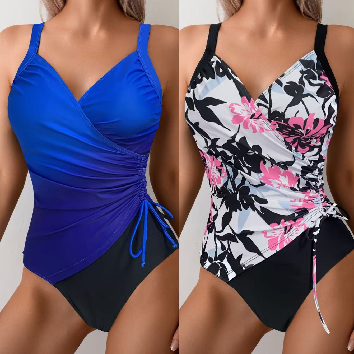 Swimsuit Bikini Ruched - Damskie tankini z efektem wyszczuplającym brzuch,