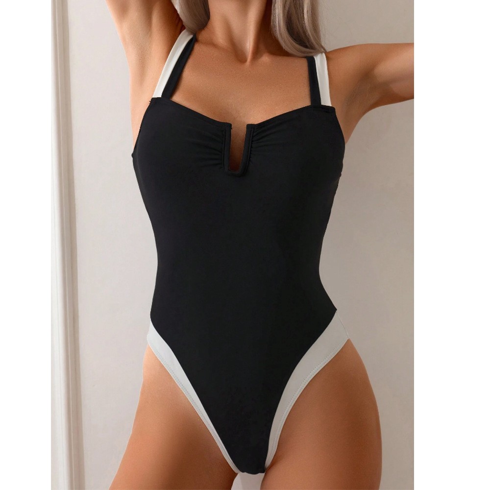 Swimsuit Bikini Ruched - Damskie tankini bikini z głębokim dekoltem