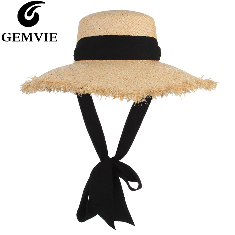 Hat Floppy Wide - GEMVIE Handmade splot rafia słomkowy kapelusz