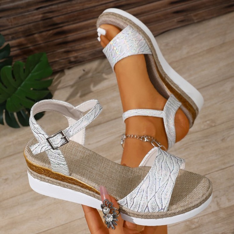 Wedge Espadrille Women - Sandały na koturnie damskie białe platformy