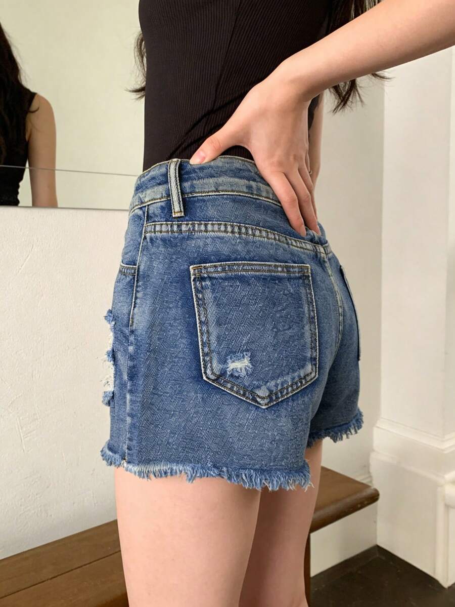 Damskie dżinsowe szorty o śred – Shorts Denim Frayed recenzja i cena