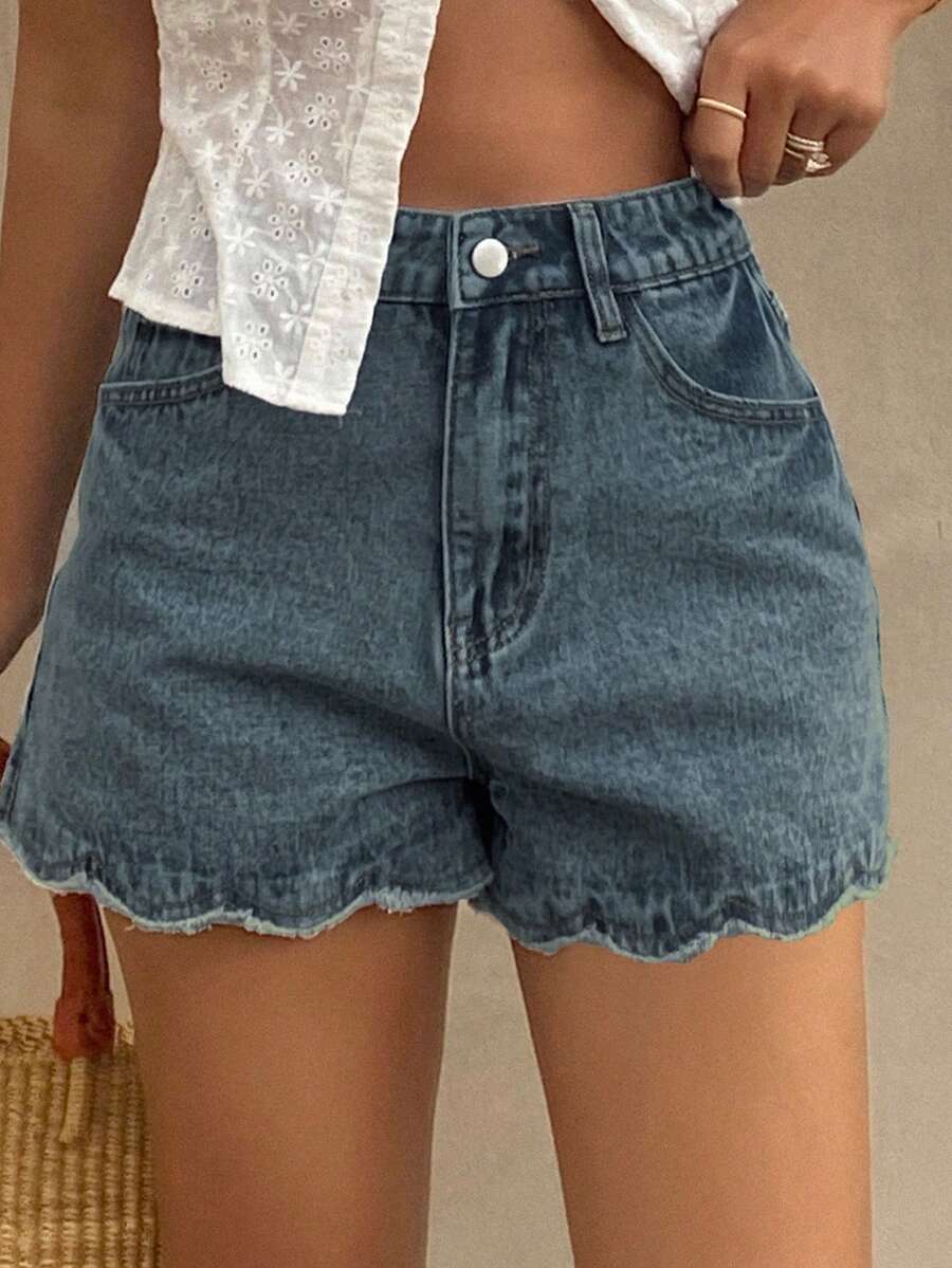 Damskie luźne dżinsowe szorty  – Shorts Denim Frayed recenzja i cena