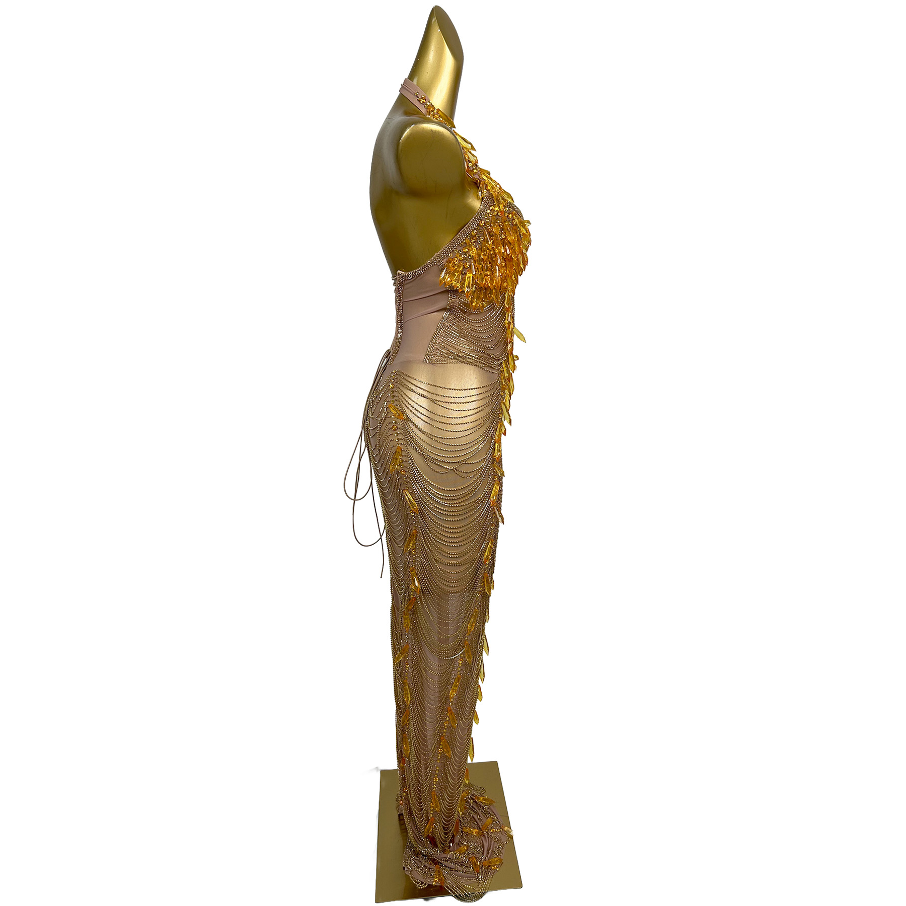 Ailisi Damska Luksusowa Złota  – Maxi Dress Halter recenzja i cena