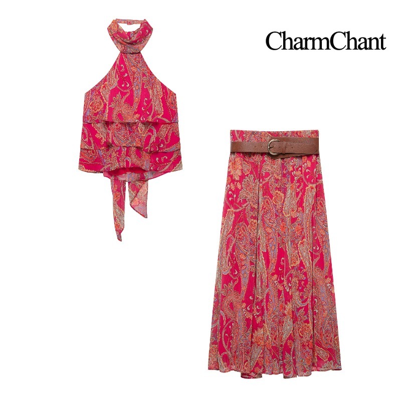CHARMCHANT Damski Zestaw Dwucz – Romper Floral Print recenzja i cena