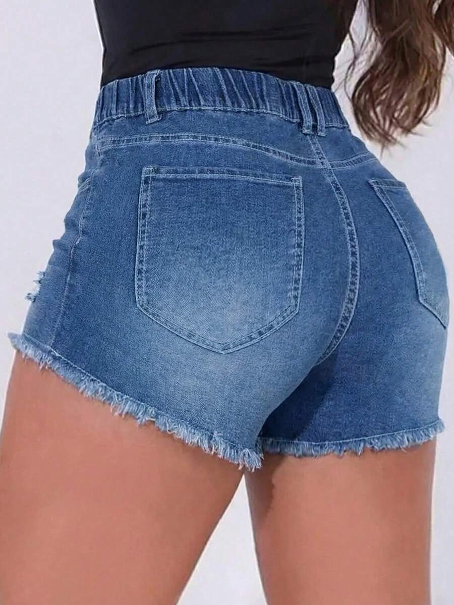 Damskie elastyczne szorty jean – Shorts Denim Frayed recenzja i cena