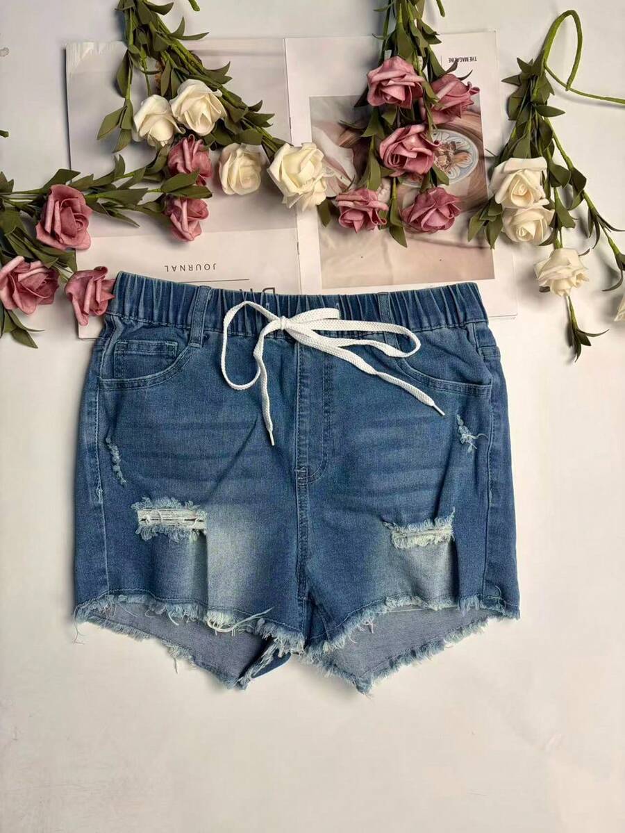Damskie elastyczne szorty jean – Shorts Denim Frayed recenzja i cena