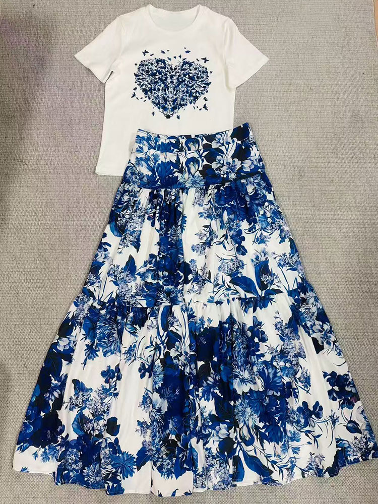 Damski letni komplet w kwiaty  – Midi Skirt Floral recenzja i cena