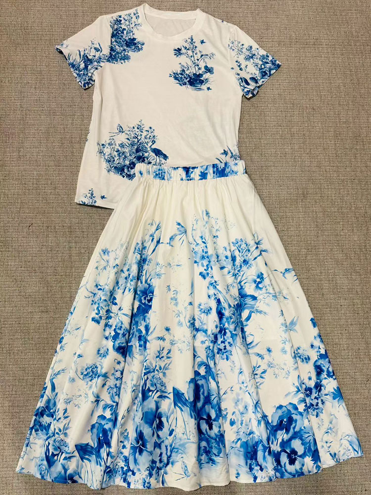 Damski letni komplet w kwiaty  – Midi Skirt Floral recenzja i cena