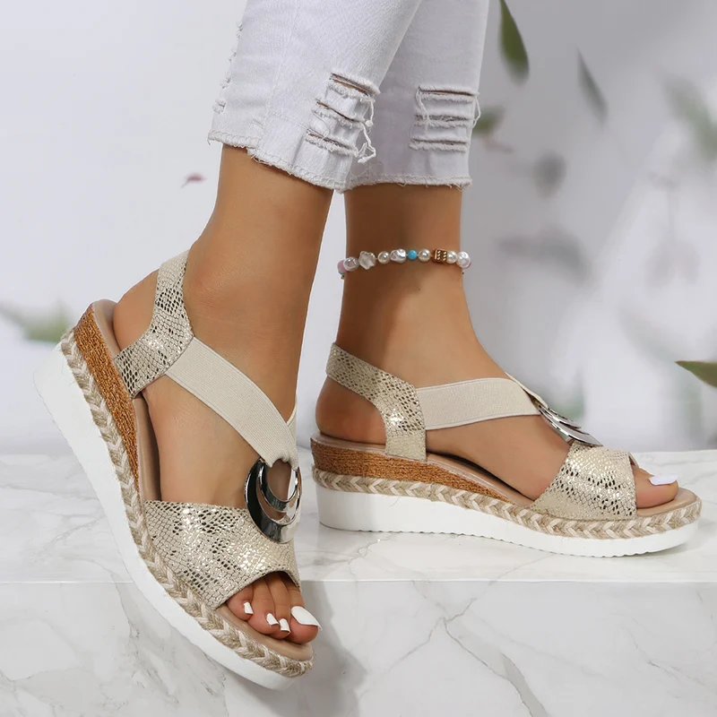 Metalowa klamra sandały na kot – Wedge Espadrille Women recenzja i cena