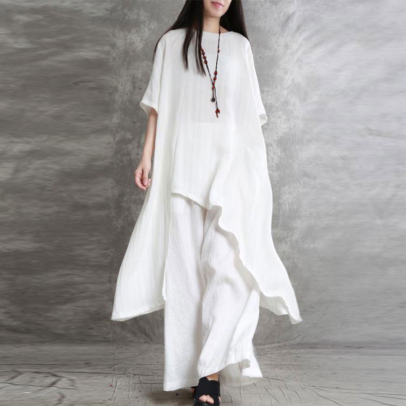 Damskie bawełniane lniane 2-cz – Linen Pant Wide recenzja i cena