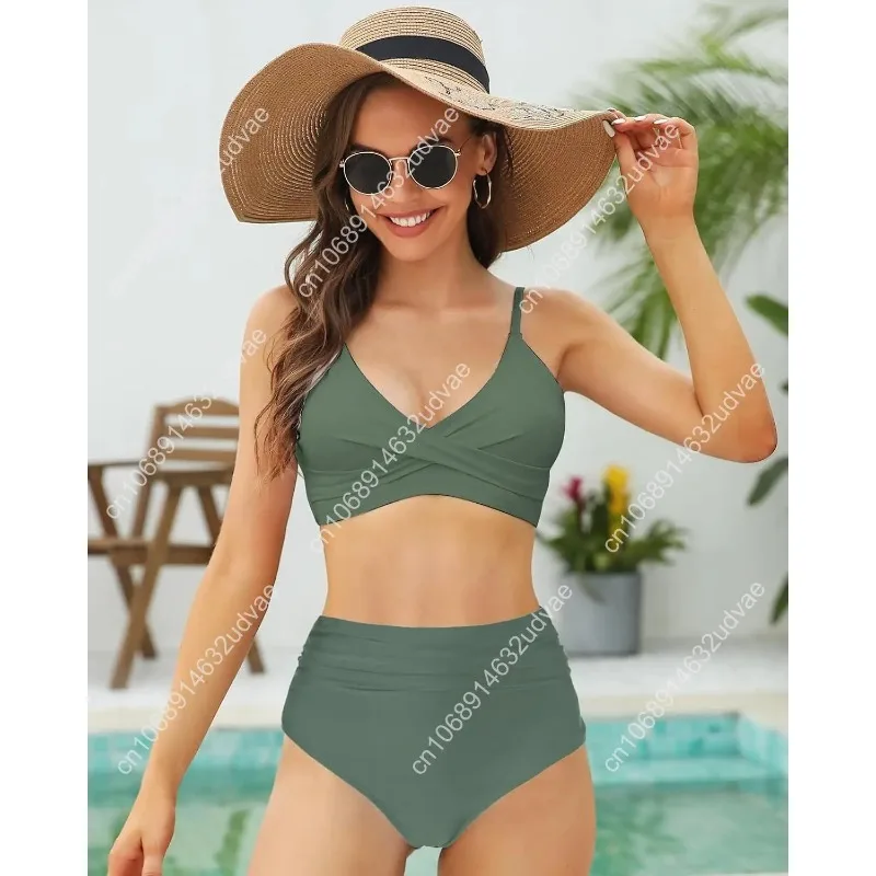 Damskie komplety bikini z wyso – Swimsuit Bikini Ruched recenzja i cena