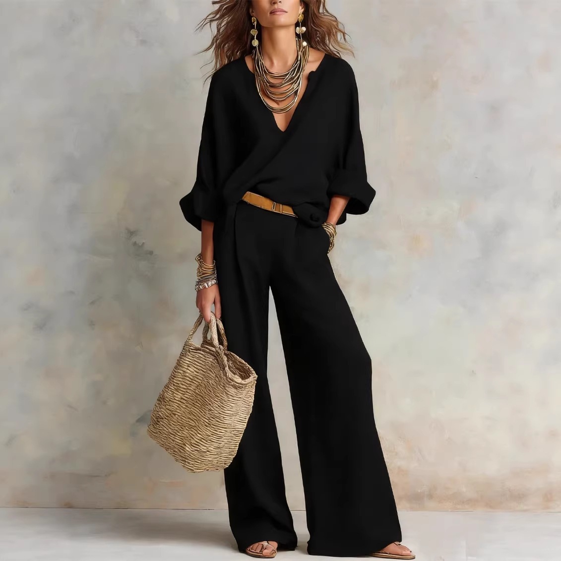 Damski zestaw w stylu vintage: – Linen Pant Wide recenzja i cena