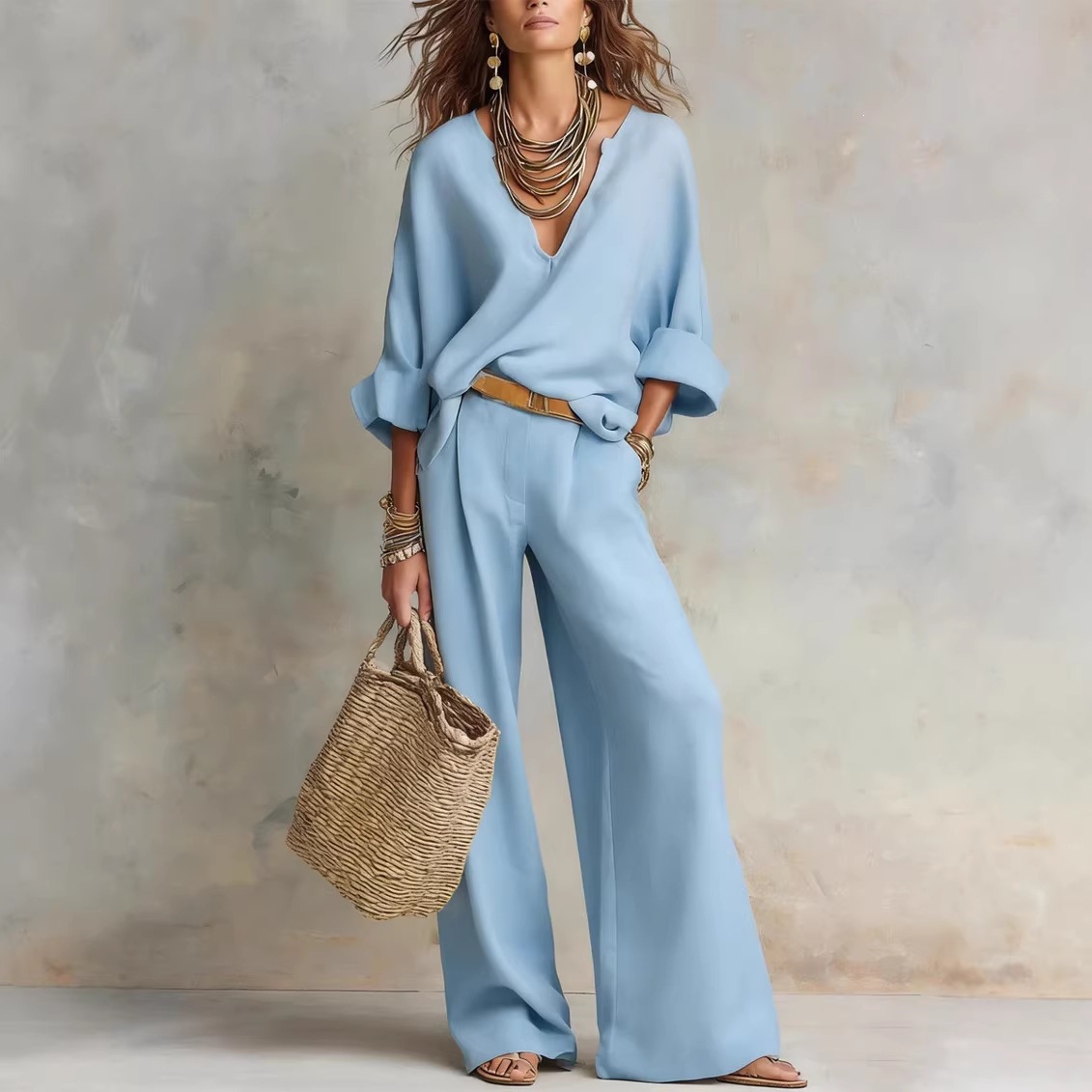 Damski zestaw w stylu vintage: – Linen Pant Wide recenzja i cena