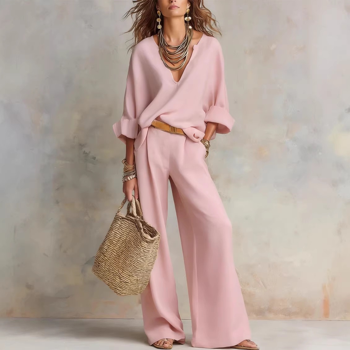 Damski zestaw w stylu vintage: – Linen Pant Wide recenzja i cena