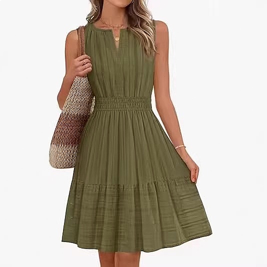 Sukienka damska bez rękawów na – Linen Dress Wrap recenzja i cena