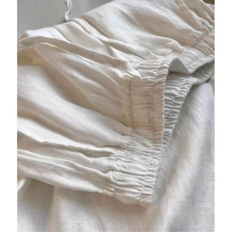 Koreański biały lniany komplet – Linen Pant Wide recenzja i cena