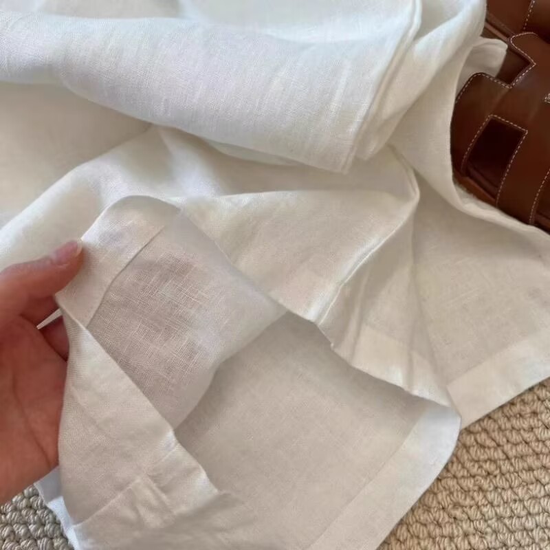 Koreański biały lniany komplet – Linen Pant Wide recenzja i cena