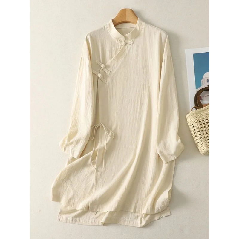 Damska lniana tunika w stylu c – Linen Dress Wrap recenzja i cena