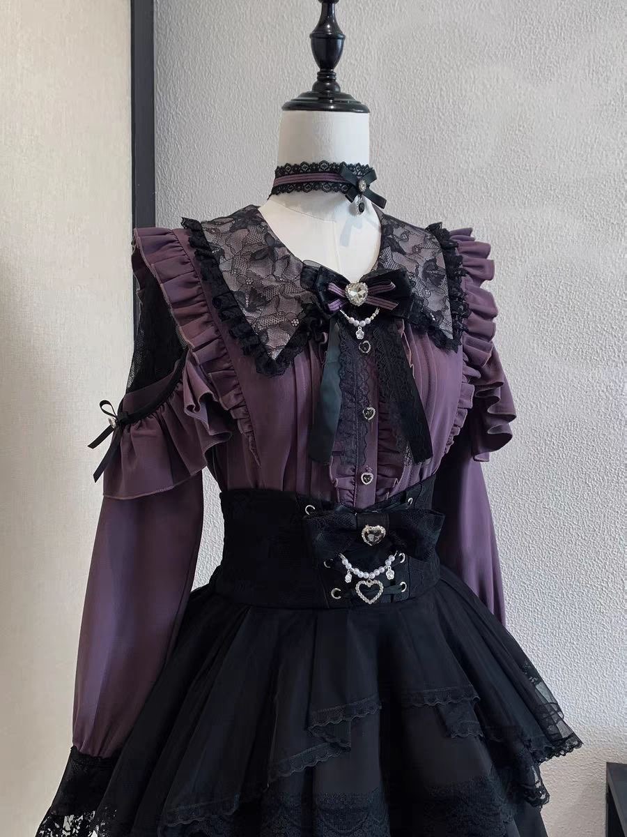 Zestawy spódnic Harajuku Kawai – Blouse Off Shoulder recenzja i cena
