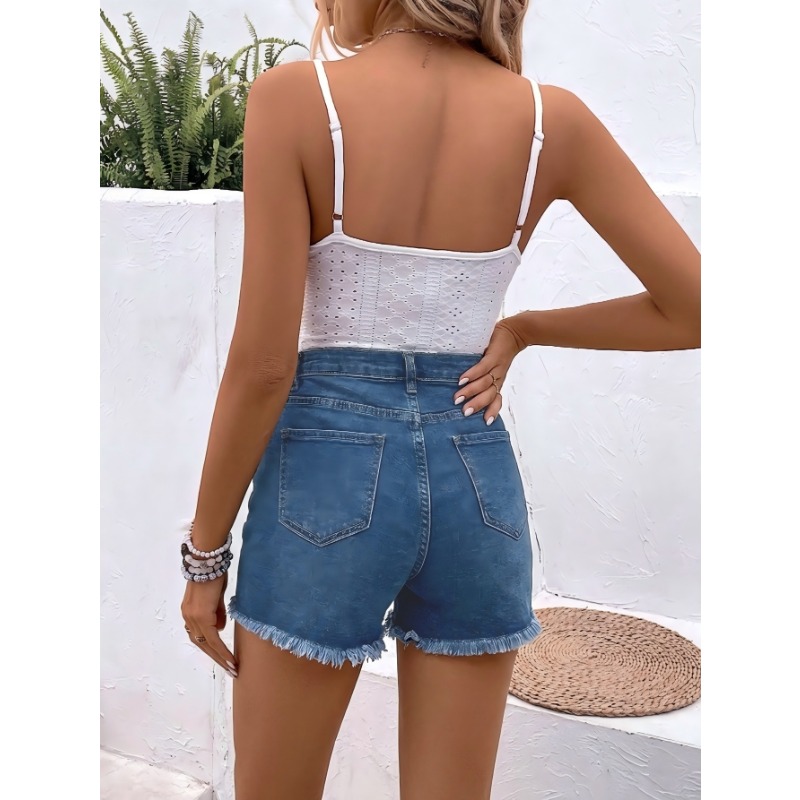 Damskie szorty jeansowe z wyso – Shorts Denim Frayed recenzja i cena