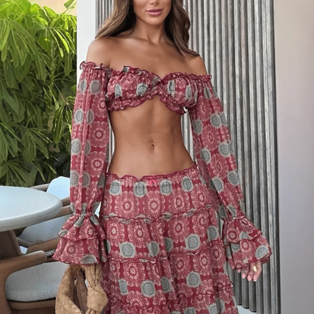 Zestaw dwuczęściowy: spódnica  – Romper Floral Print recenzja i cena