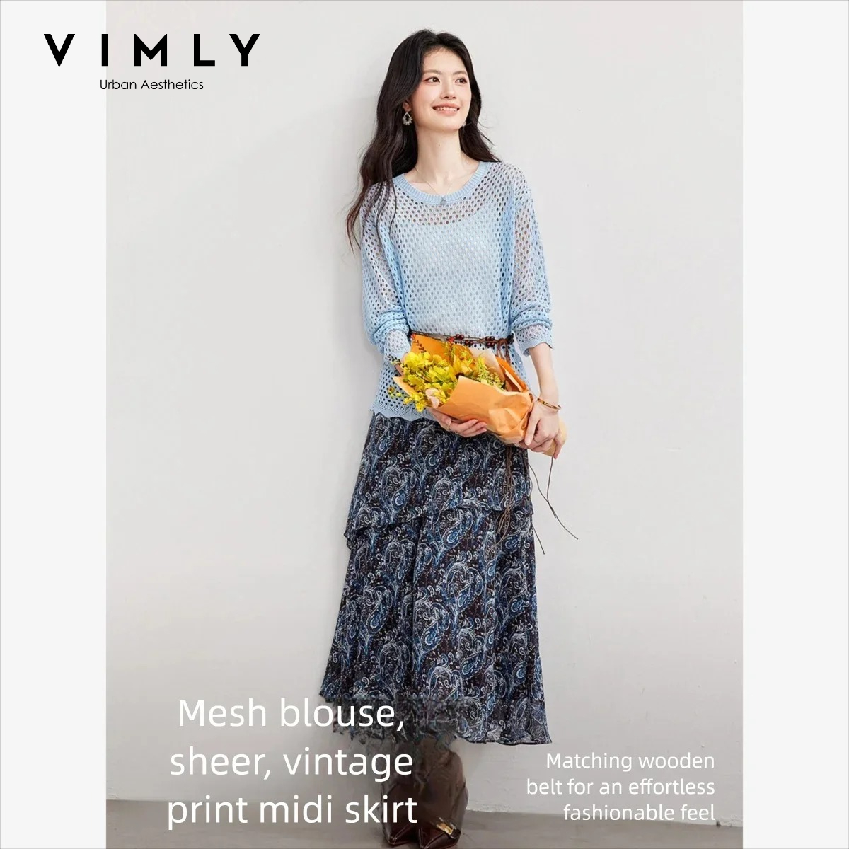 VIMLY Damski Zestaw Dwuczęścio – Midi Skirt Floral recenzja i cena