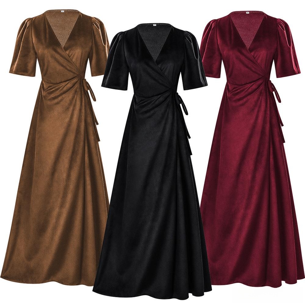 Damska długa sukienka z aksami – Linen Dress Wrap recenzja i cena