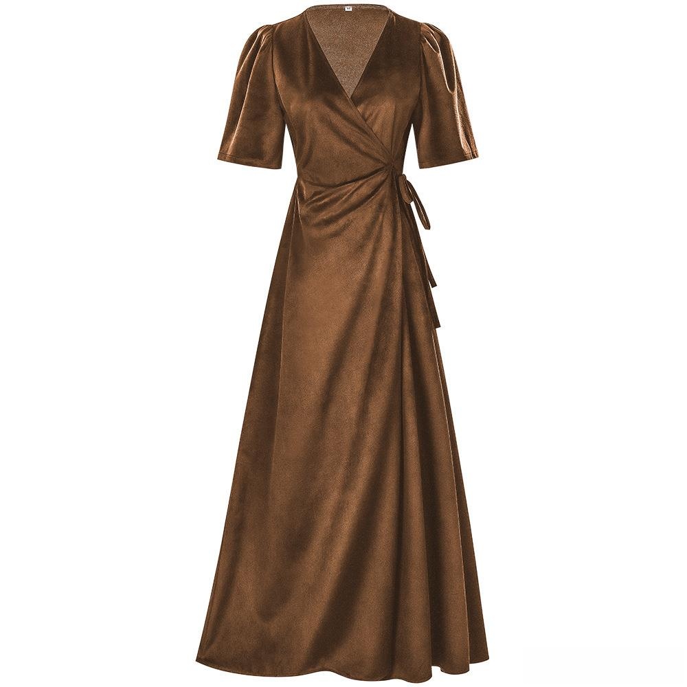Damska długa sukienka z aksami – Linen Dress Wrap recenzja i cena