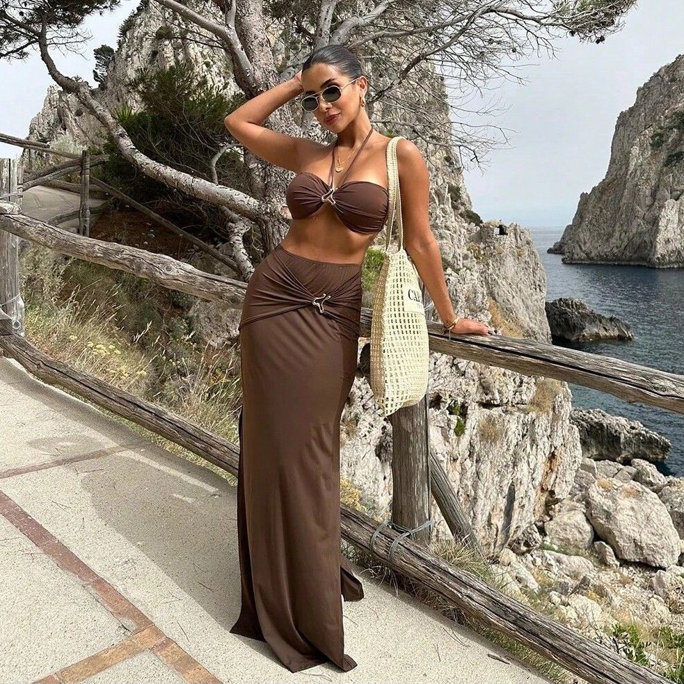 Damski dwuczęściowy strój kąpi – Swimsuit Bikini Ruched recenzja i cena