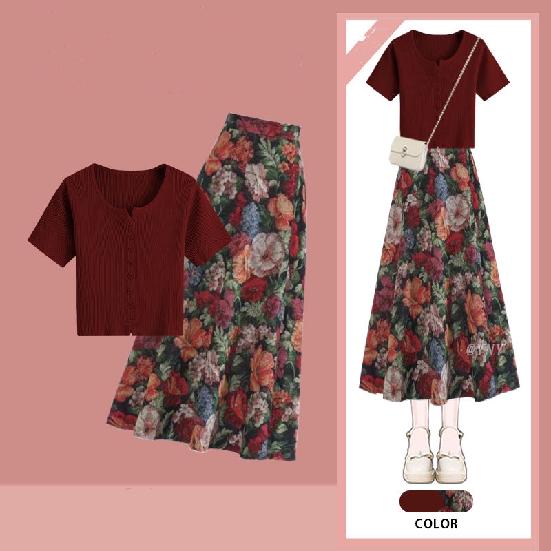 Damskie zestawy dwuczęściowe:  – Midi Skirt Floral recenzja i cena