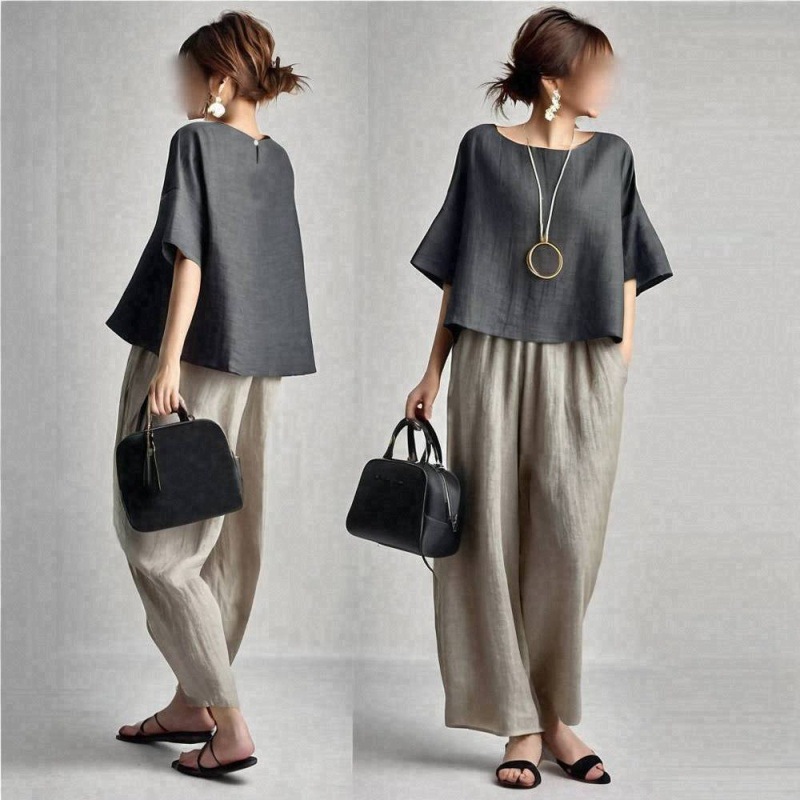 Damskie komplety spodniowe dwu – Linen Pant Wide recenzja i cena