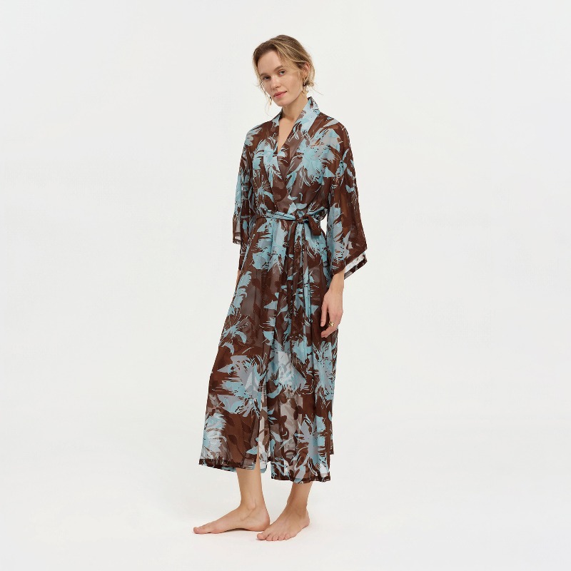 Damski czarno-biały szlafrok k – Kimono Sheer Floral recenzja i cena